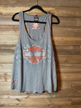 Caliente Harley Davidson San Antonio Gray Racerback Tank Women’s Size 1X